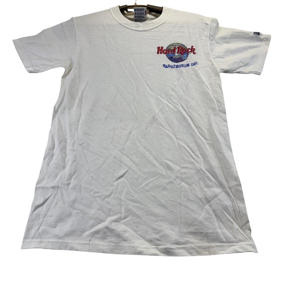 Hard Rock Cafe T Shirt Mens Small White Washington DC Heavy Tee Vintage USA Made